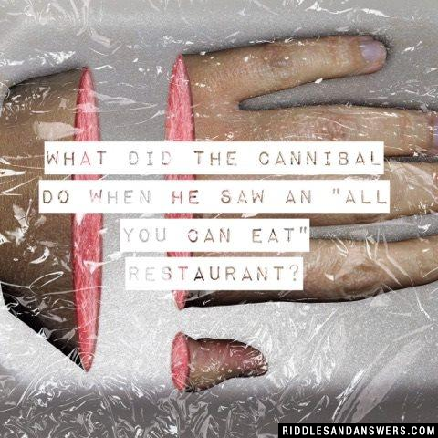当食人族看到一家“吃到饱”的餐厅时，他做了什么?