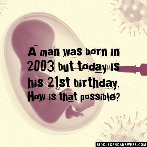 一个人出生在2003年,但今天是他的21岁生日。这怎么可能?